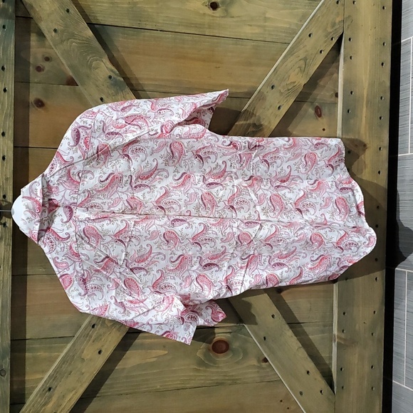 HUNTCLIFF SHIRTMAKERS PAISLEY BUTTON DOWN SHIRT SHORT SLEEVE GRUNGE MOD - Picture 2 of 7